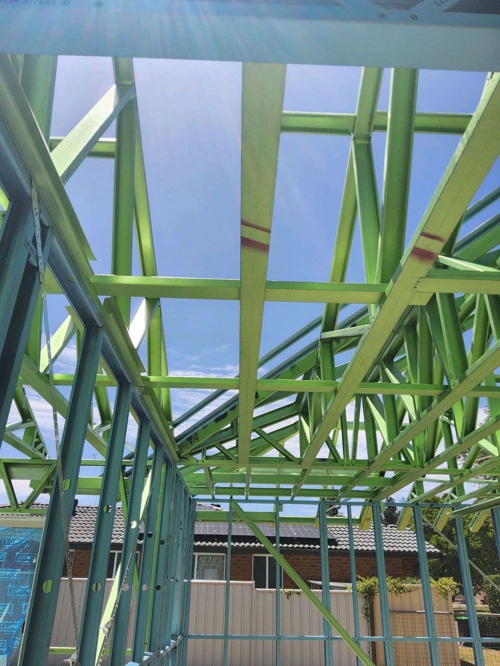 Roof truss installation incomplete at the frame visit, found during a frame inspection in Quakers Hill